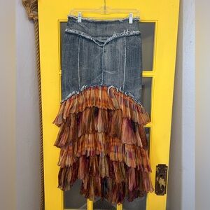 Serena Kay Paris Jean Ruffle Maxi Skirt